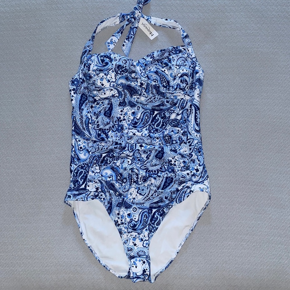 Halter Paisley One Piece Swimsuit - Picture 3 of 13